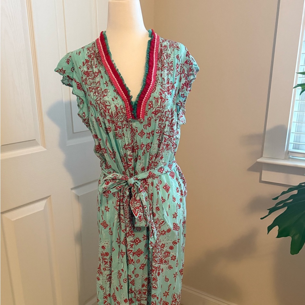 Poupette St Barth Sasha Midi Dress - Turquoise XS